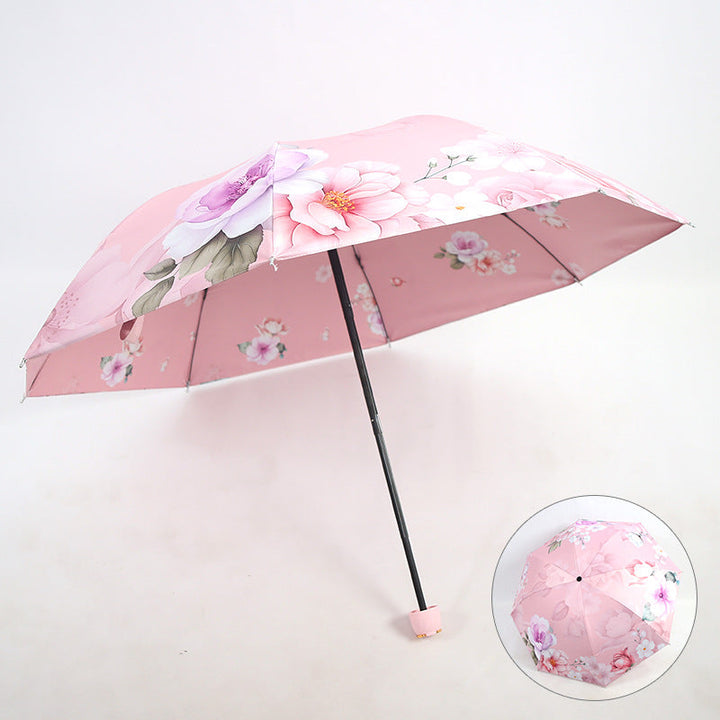 Ladies Folding Umbrella with Elegant Floral Design Kalsten