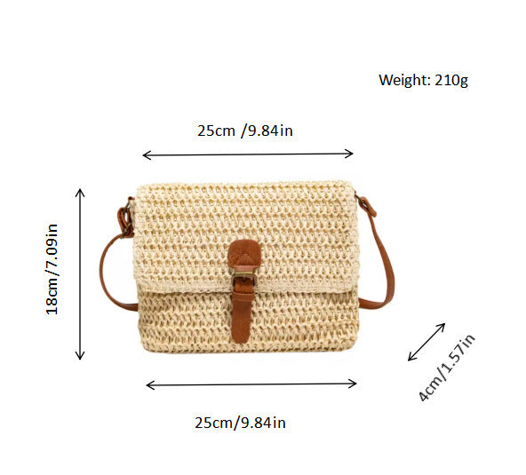 Handbag made of braided natural material with adjustable shoulder strap Kalsten