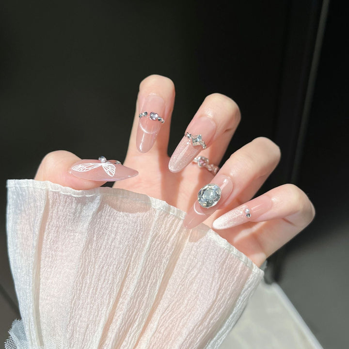 Artistic Crystal-Embellished Press-On Nail Design Kalsten