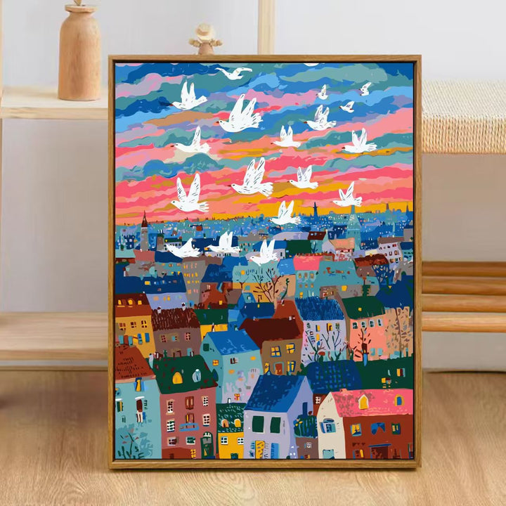Colorful City Skyline Art Print Kalsten
