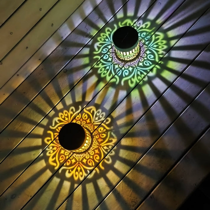 Decorative Solar Wall Lantern With Moroccan Cutout Projection Metal Outdoor Sconce Pair Kalsten