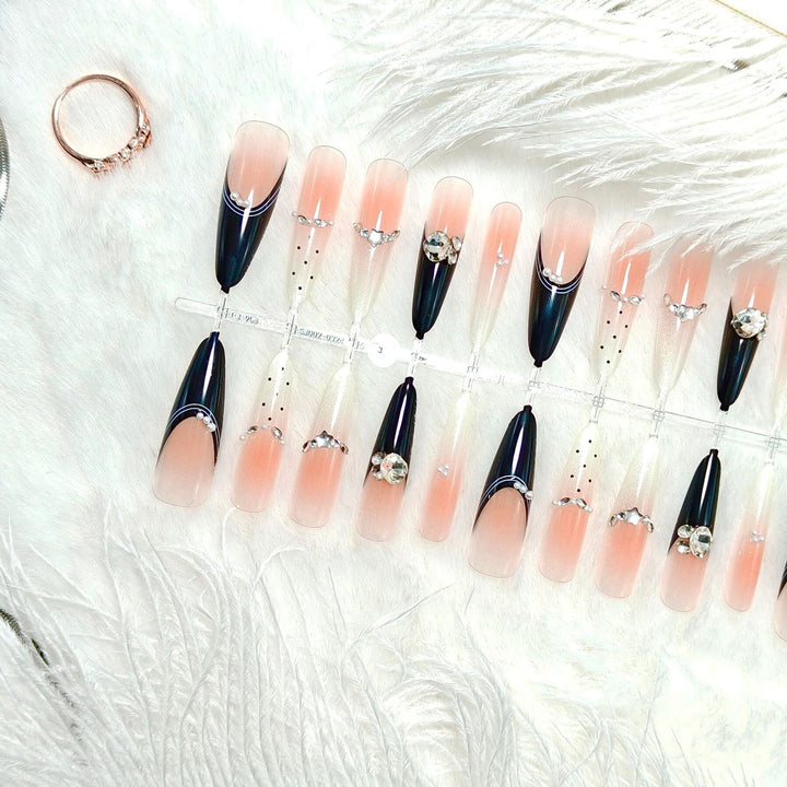 Elegant Artificial Nails with Glitter Accents and Fashionable Design Kalsten