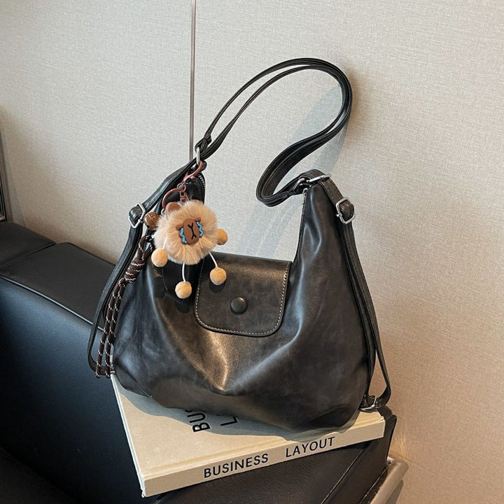 Chic Textured Leather Hobo Bag Kalsten