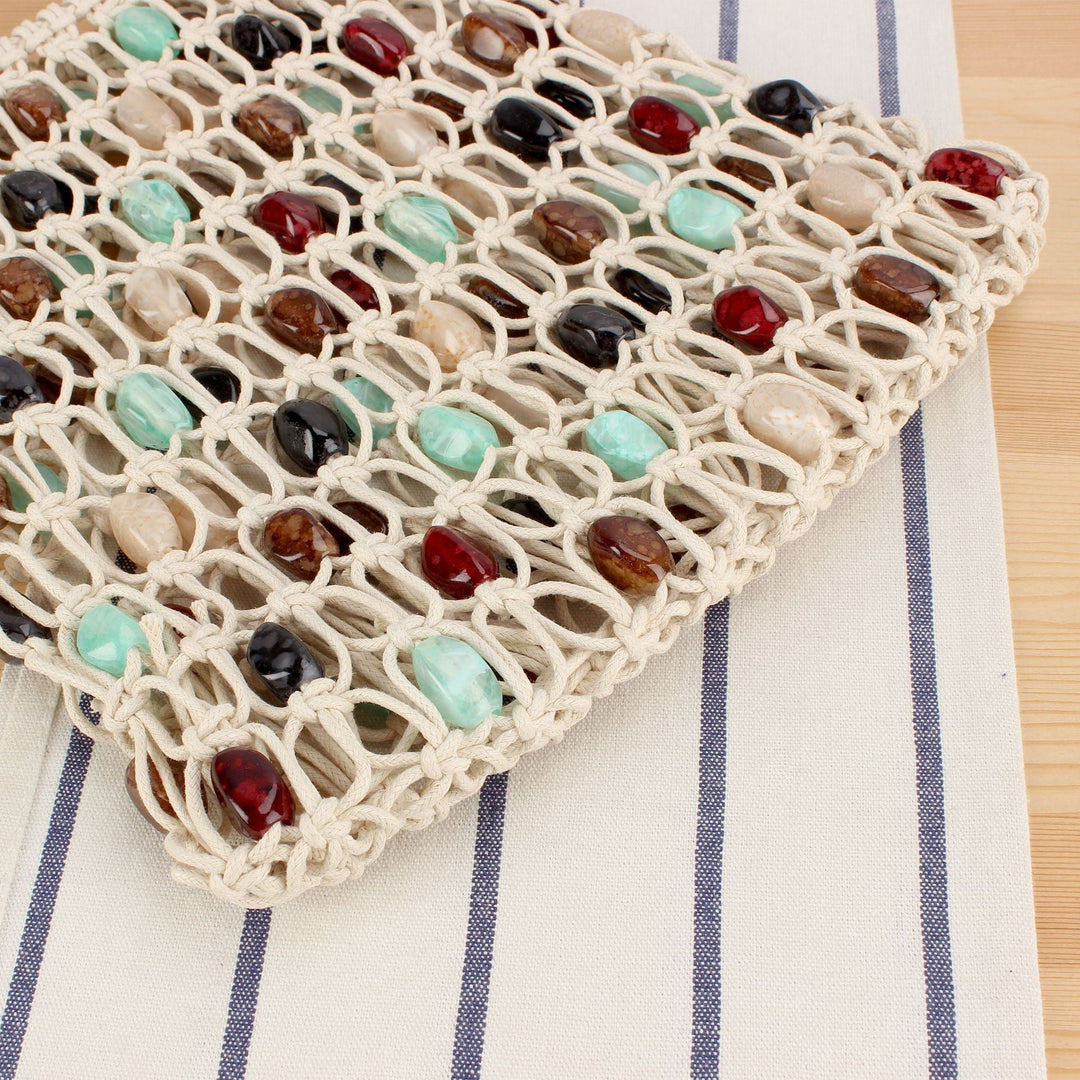 Fashionable handbag in creative net design with colorful accents Kalsten