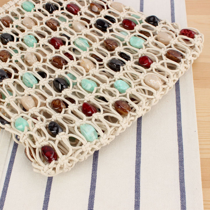 Fashionable handbag in creative net design with colorful accents Kalsten