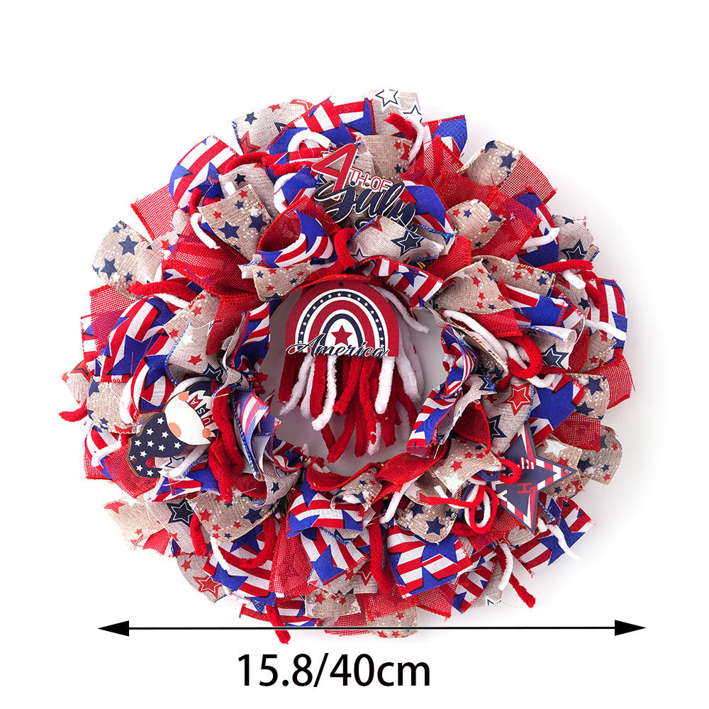 Unisex nan festive door and wall wreath made of foam roses and wrapped textile ribbon Kalsten