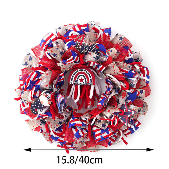 Unisex nan festive door and wall wreath made of foam roses and wrapped textile ribbon Kalsten