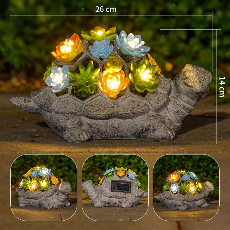 Solar Powered Succulent Turtle Garden Planter Night Light Ornament Kalsten