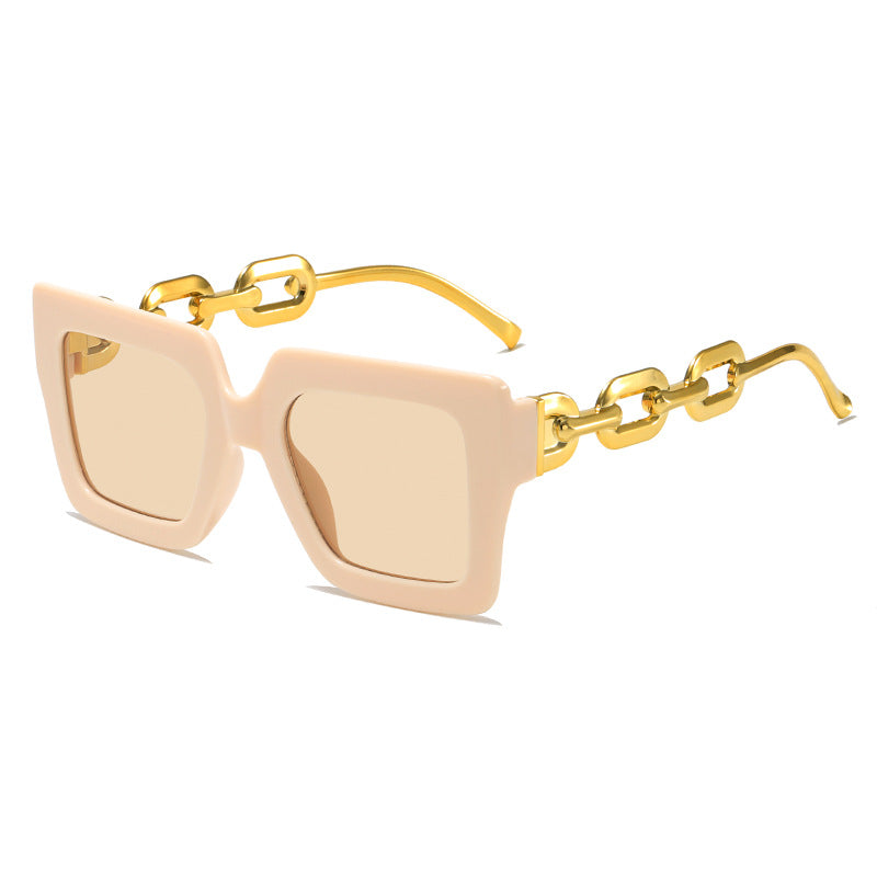Women's fashionable sunglasses with unique rectangular frame and chain details Kalsten