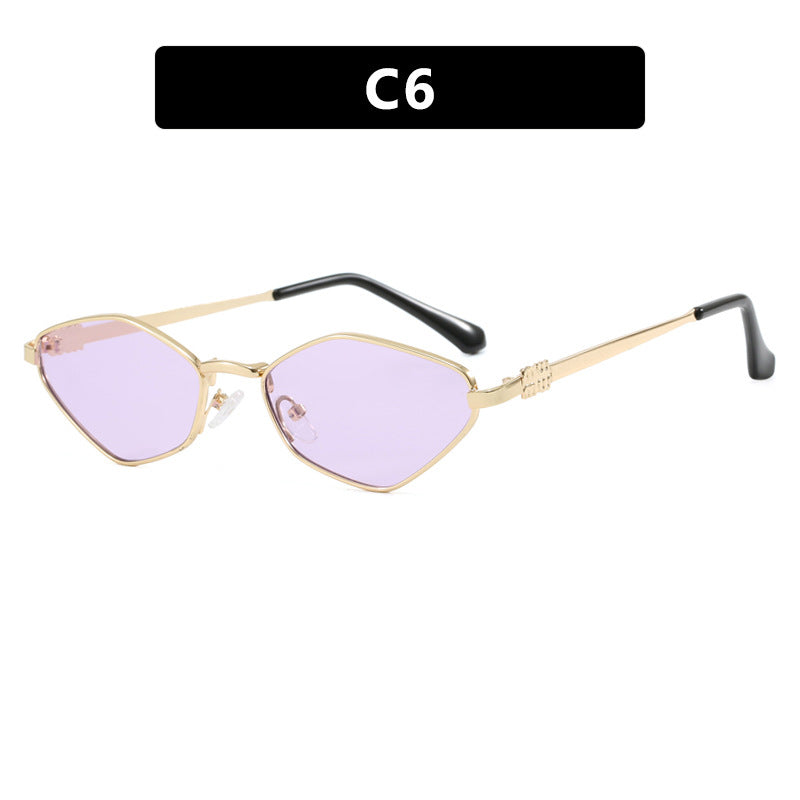 Women's geometric sunglasses with glossy metal frame and polarized lenses Kalsten