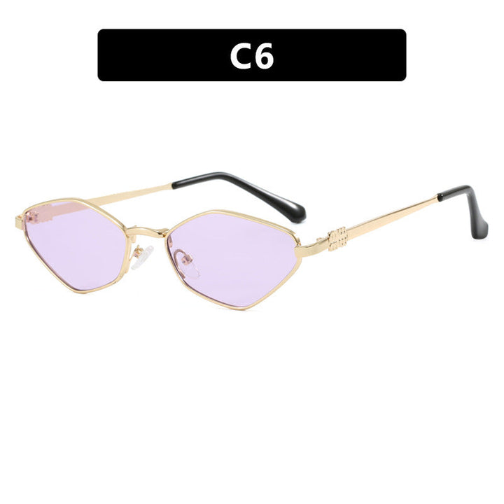 Women's geometric sunglasses with glossy metal frame and polarized lenses Kalsten
