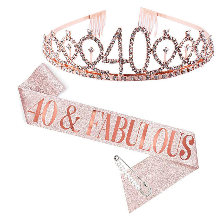 Ladies Crystal Birthday Tiara and Sash Set Kalsten