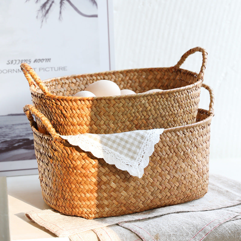 Unisex Handwoven Storage Basket with Practical Carrying Handles Kalsten