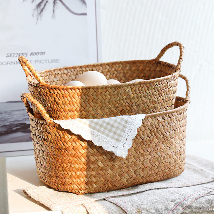 Natural Woven Storage Basket with Ergonomic Handles Kalsten