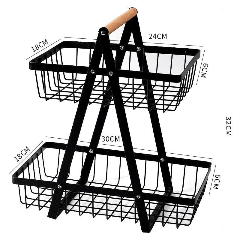 Sturdy Two-Tier Metal Storage Basket Kalsten