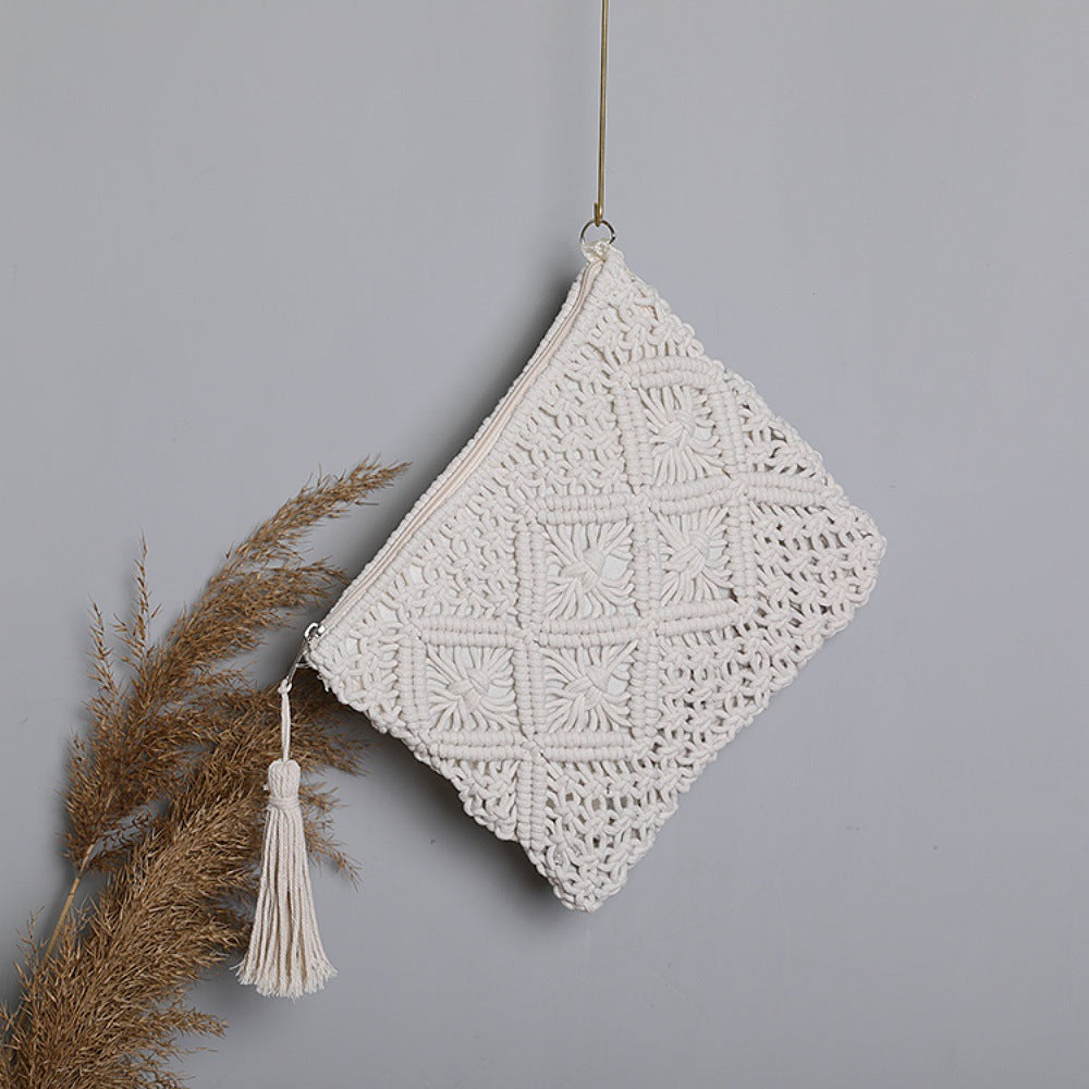Macrame Clutch with Tassel Details Kalsten