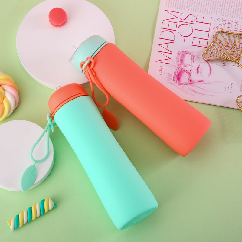 Ladies Foldable Silicone Drinking Bottle with Practical Carrying Strap Kalsten