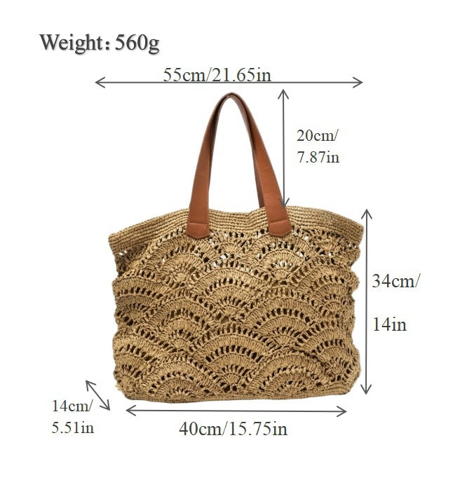 Hand-knotted beach bag with elegant wave design Kalsten