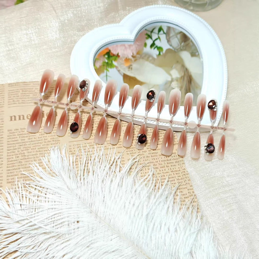 Elegant Artificial Nails with Shimmering Gradient and Sparkling Accents Kalsten