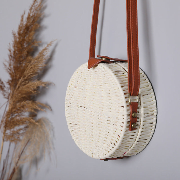 Round basket bag with leather accents Kalsten