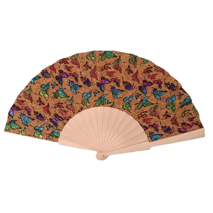 Ladies handcrafted fan made of cork and wood Kalsten