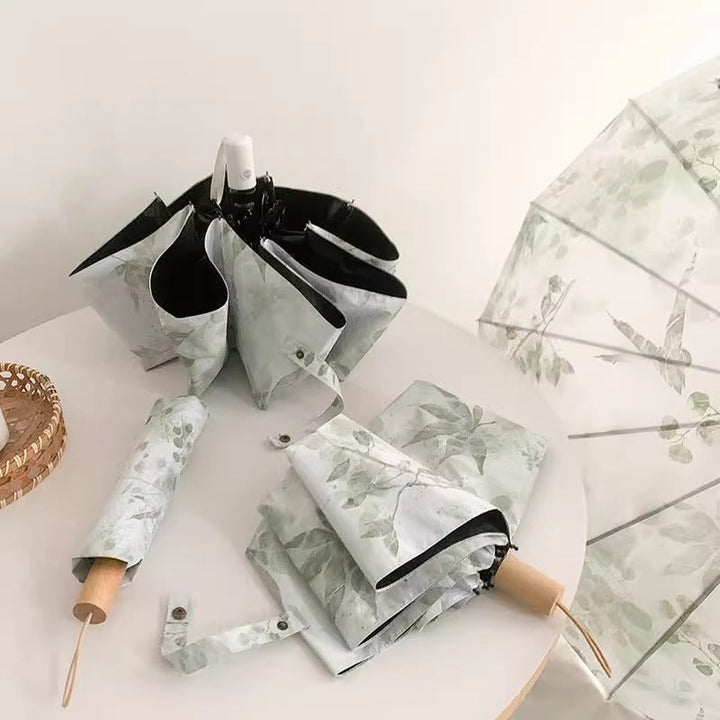 Women's folding umbrella with botanical print design Kalsten