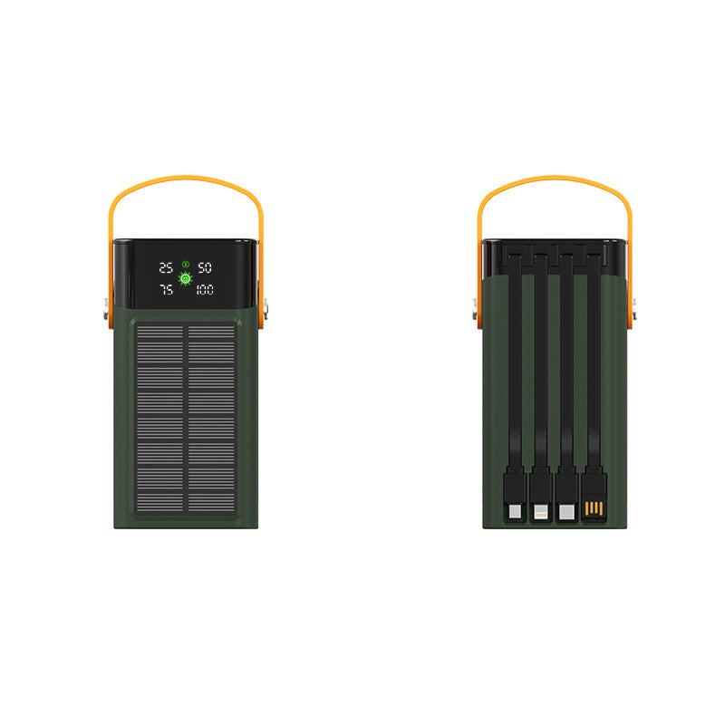 Portable Solar Power Bank with Integrated LED Display and Multifunctional Charging Cable Kalsten