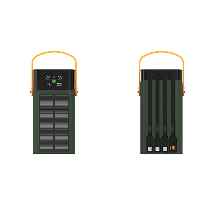 Portable Solar Power Bank with Integrated LED Display and Multifunctional Charging Cable Kalsten