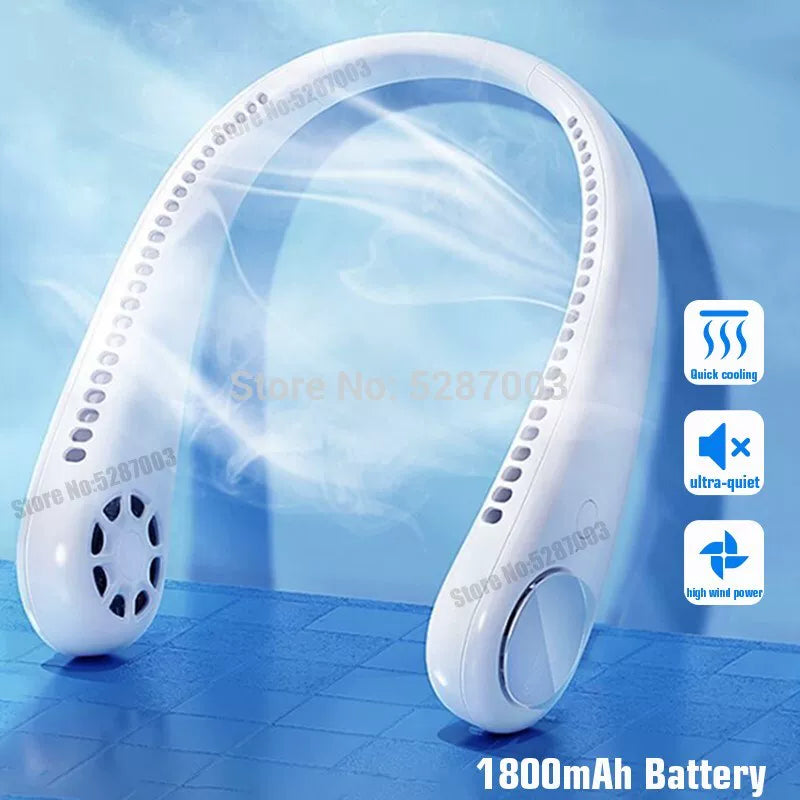 Women One Size Portable Leafless Rechargeable Hands-Free Neck Fan with Whisper-Quiet Brushless Motors and Adjustable Airflow Kalsten