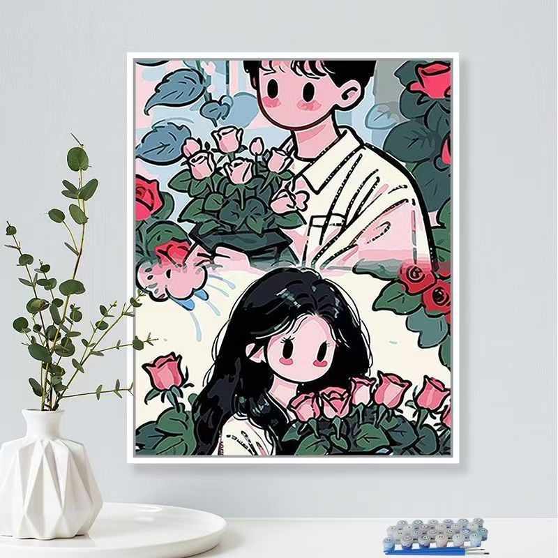 Playful Illustrated Couple Wall Art Kalsten