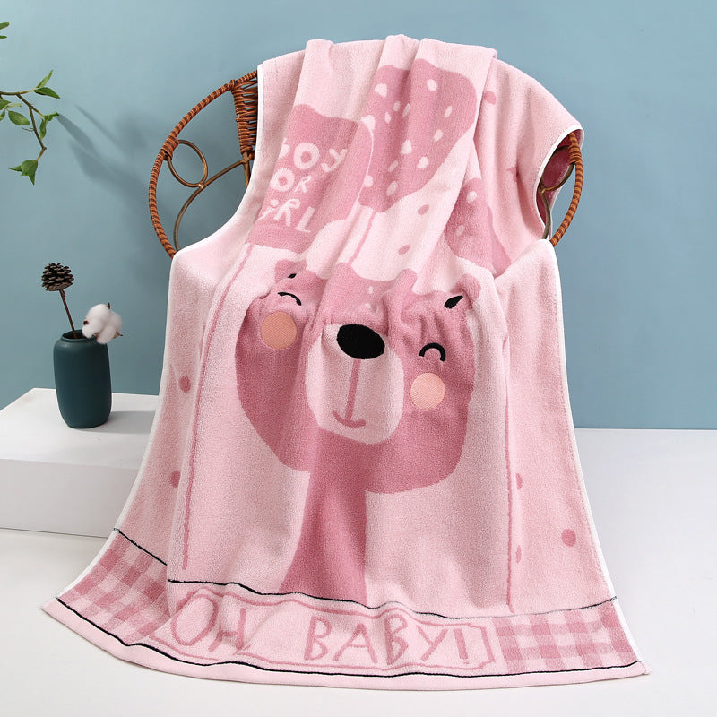 Cozy Terry Bath Blanket with Cute Bear Design Kalsten