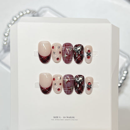 Artistic Press-On Nail Set with Charming Designs Acalora