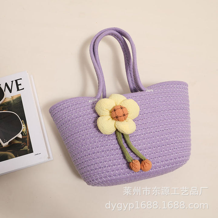 Handcrafted basket bag with floral accents Kalsten