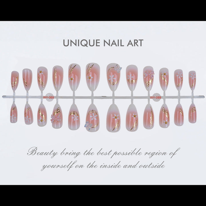 Elegant Floral-Themed Press-On Nail Art Kit Kalsten