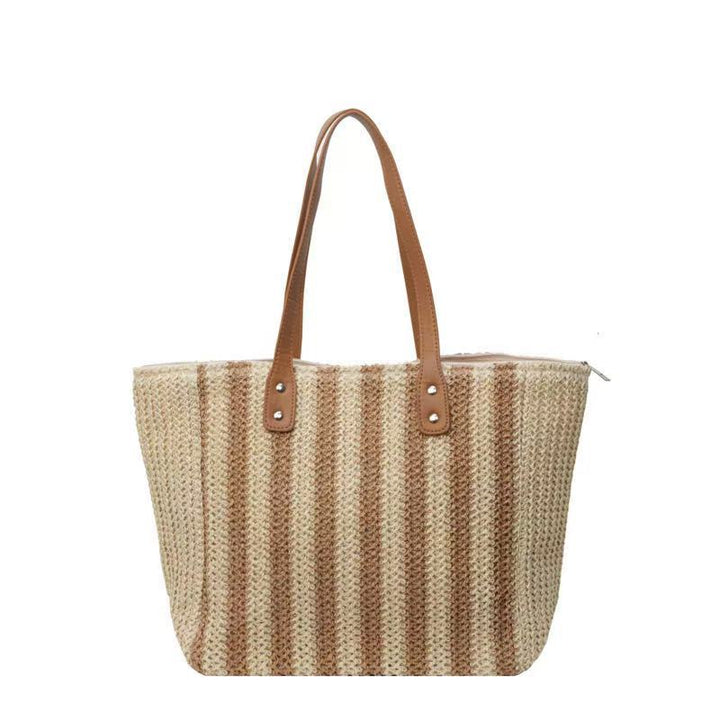 Handcrafted beach bag with structured stripe pattern Kalsten