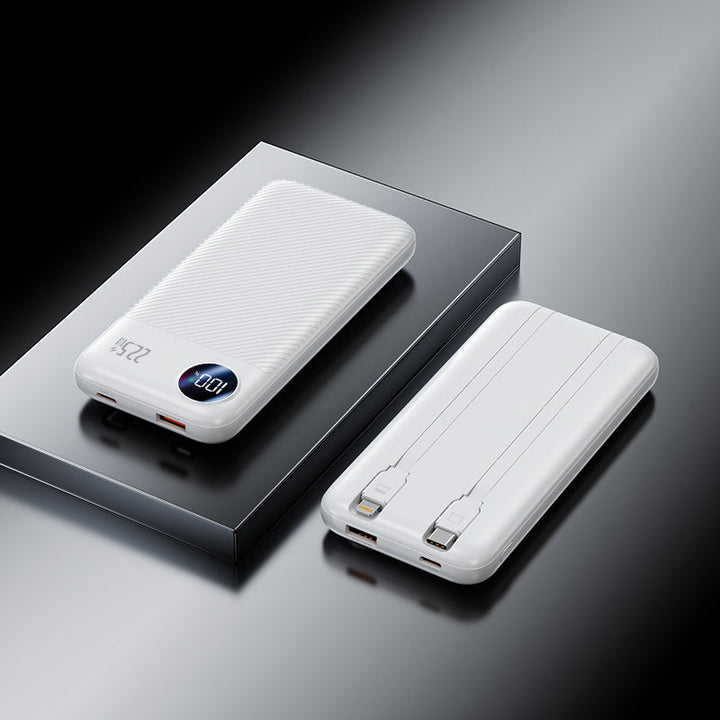 Portable power bank with integrated charging cables and digital display Kalsten
