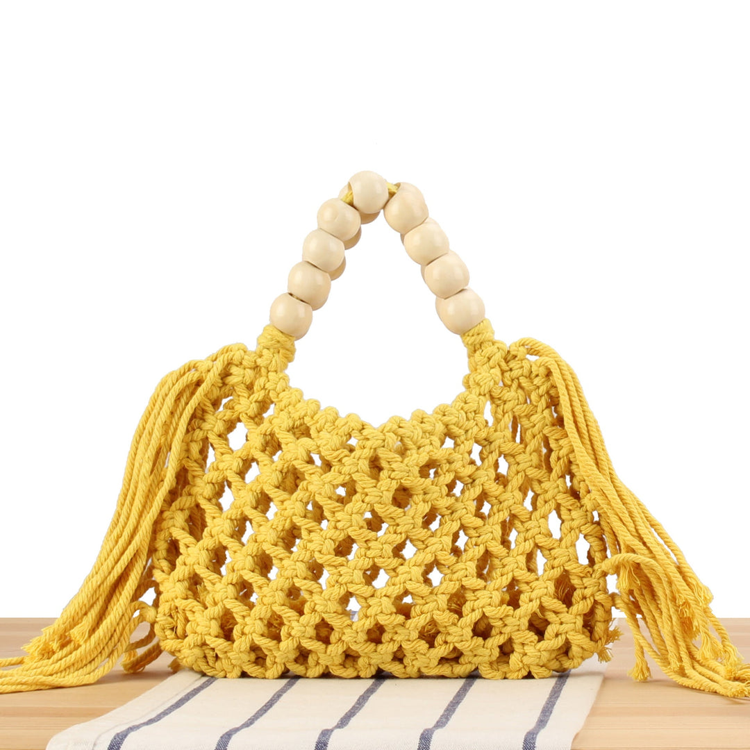 Handmade Macrame Bag with Wooden Handles Kalsten