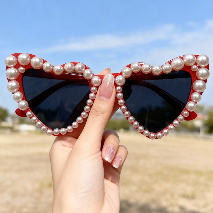 Decorative Pearl-Embellished Cat-Eye Sunglasses Kalsten