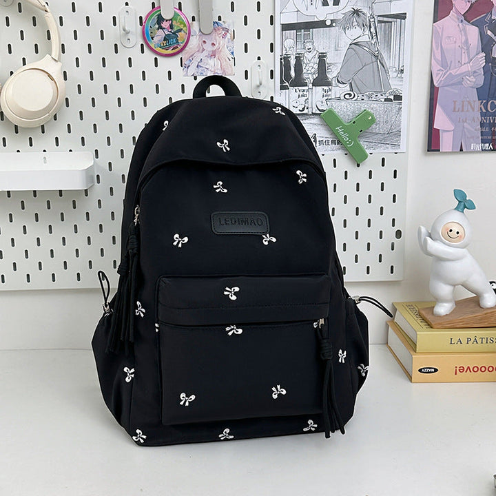 Elegant Floral Embroidered School Backpack