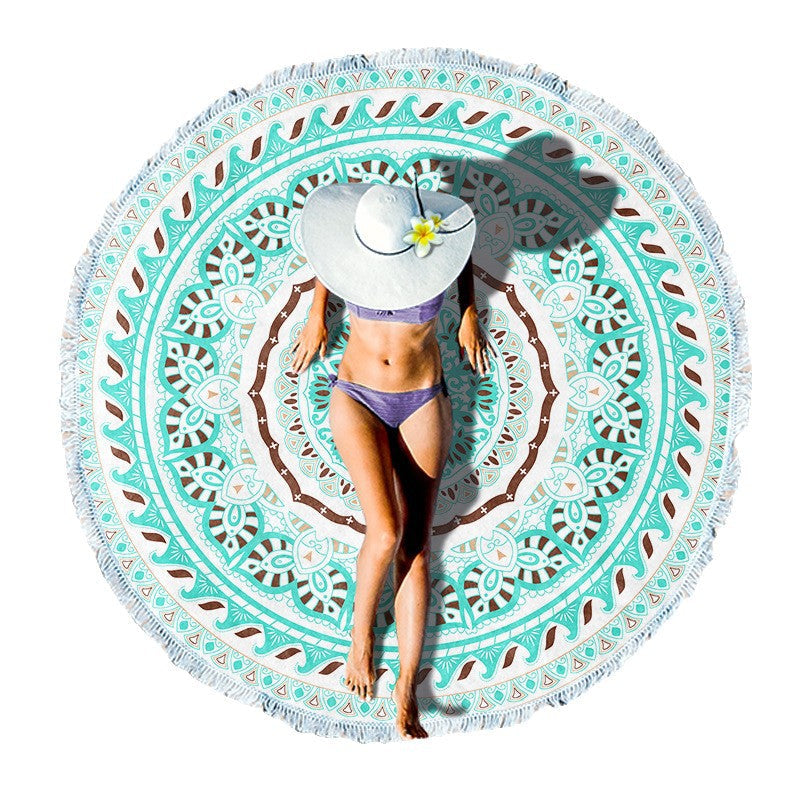 Round beach blanket with floral watercolor motifs Kalsten