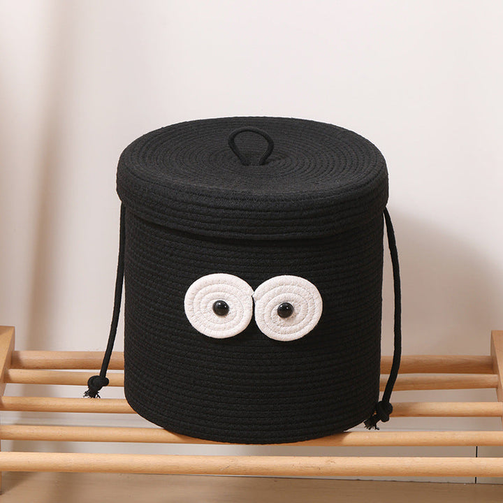 Women's Round Storage Basket with Lid and Eye Design Kalsten