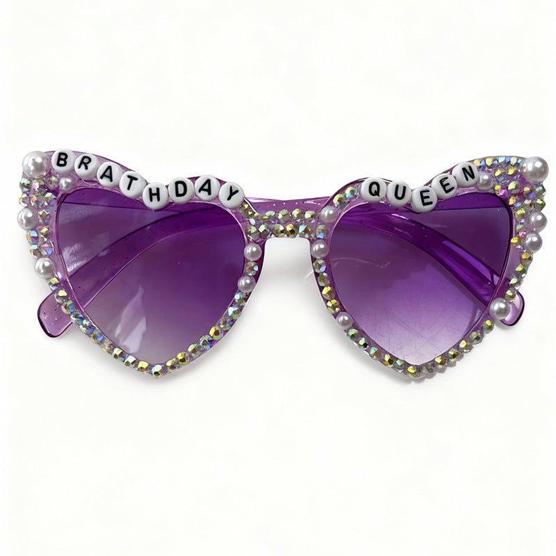 Decorative Rhinestone-Embellished Heart Sunglasses Kalsten