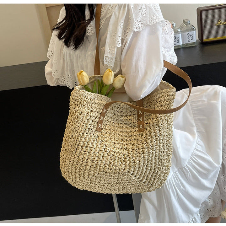 Elegant Bast Tote Bag with Leather Accents Kalsten