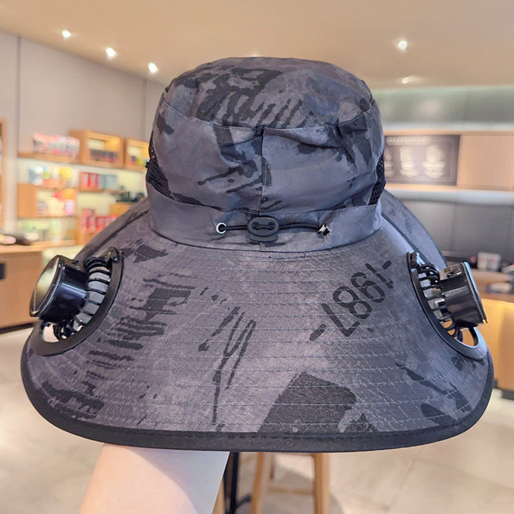 Bbreathable sun hat with two integrated mini fans, wide brim and adjustable chin strap Kalsten