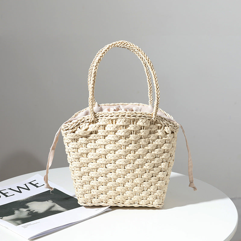 Handmade straw bag with adjustable inner lining Kalsten