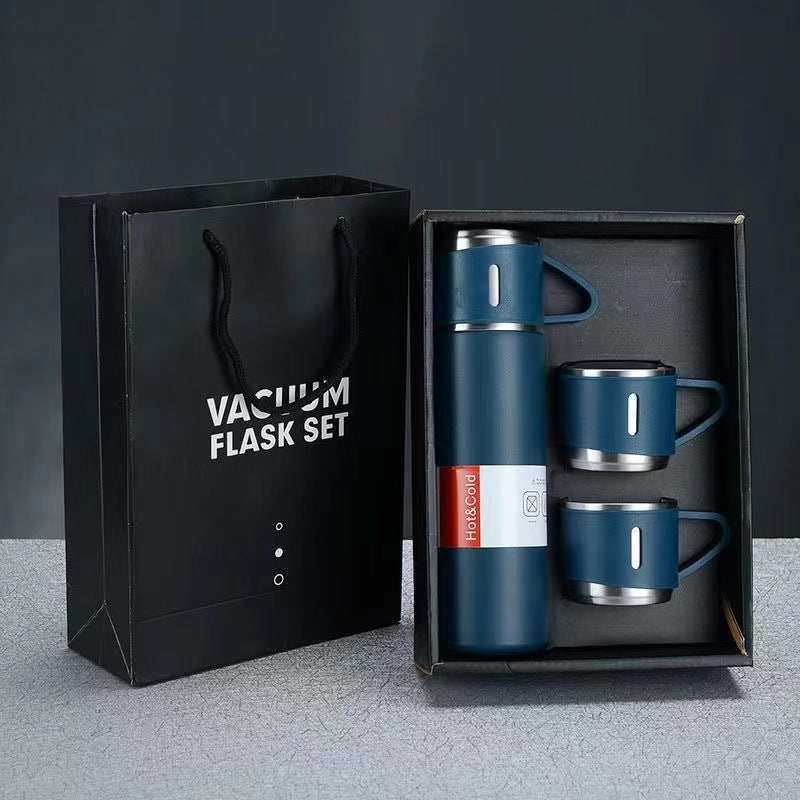 Women’s stainless steel vacuum flask with two accompanying cups Kalsten