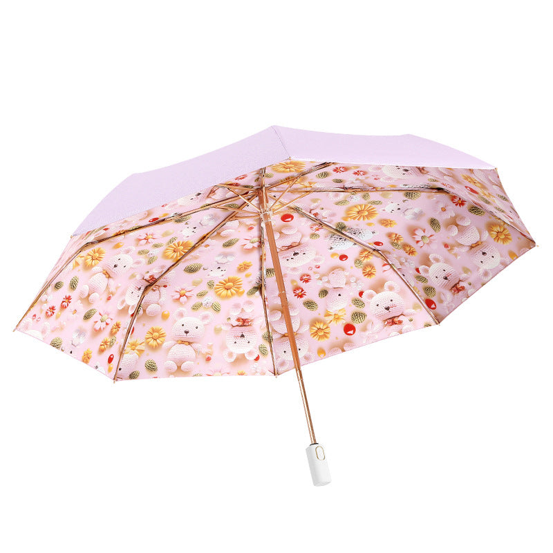 Ladies Folding Umbrella with Cute Animal Design Kalsten
