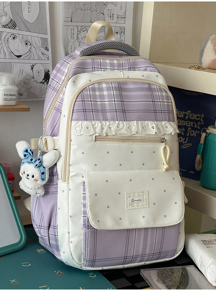 Cute Plaid Print School Backpack