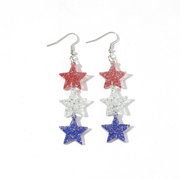 Women's nan triple star dangle glitter resin earrings with hypoallergenic hooks Kalsten
