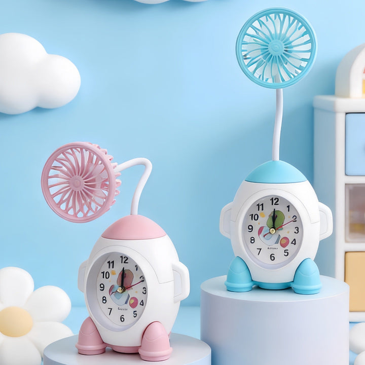 Usb-table fan with integrated clock and flexible tilt Kalsten